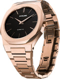 D1 Milano Ultra Thin Black Dial Gold Steel Strap Watch for Men - D1-UTBJ42