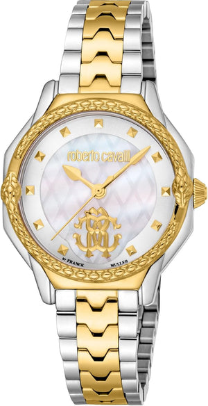 Just Cavalli Classic Mother of Pearl Dial Two Tone Steel Strap Watch for Women - RV1L225M0071