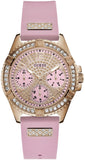 Guess Frontier Diamonds Rose Gold Dial Pink Rubber Strap Watch For Women - W1160L5