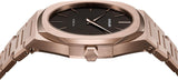 D1 Milano Ultra Thin Black Dial Gold Steel Strap Watch for Men - D1-UTBJ42