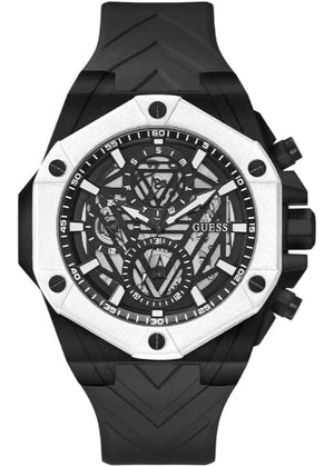 Guess Formula Chronograph Black Dial Black Silicone Strap Watch For Men - GW0579G1