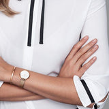 Daniel Wellington Classic Petite White Dial Rose Gold Mesh Bracelet Watch For Women - DW00100219