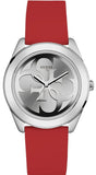 Guess G-Twist Silver Dial Red Rubber Strap Watch for Women - W0911L9
