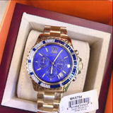 Michael Kors Everest Chronograph Blue Dial Gold Steel Strap Watch for Women - MK5754