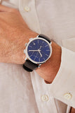 Calvin Klein Chronograph Blue Dial Black Leather Strap Watch for Men - K8Q371CN