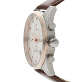 Hugo Boss Skymaster White Dial Brown Leather Strap Watch for Men - 1513786