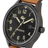Lacoste Continental Black Dial Brown Leather Strap Watch for Men - 2011021
