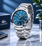 Lacoste Edmonton Blue Dial Silver Steel Strap Watch for Men - 2010924