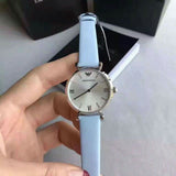 Emporio Armani Gianni T-Bar White Dial Blue Leather Strap Watch for Women - AR1928
