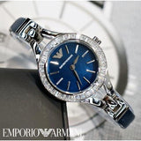 Emporio Armani Chiara Blue Dial Blue Leather Strap Watch for Women - AR7330