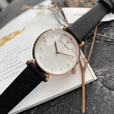 Emporio Armani Gianni T-Bar White Dial Black Leather Strap Watch for Women - AR11270
