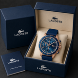 Lacoste Neoheritage Chronograph Blue Dial Blue Silicone Strap Watch for Men - 2011253