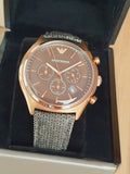 Emporio Armani Zeta Chronograph Brown Dial Gray Fabric Strap Watch for Men - AR1976