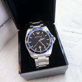 Emporio Armani Sigma Blue Dial Silver Steel Strap Watch for Men - AR11100