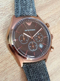 Emporio Armani Zeta Chronograph Brown Dial Gray Fabric Strap Watch for Men - AR1976