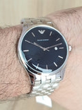 Emporio Armani Lambda Blue Dial Silver Steel Strap Watch for Men - AR11019