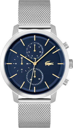 Lacoste Replay Chronograph Blue Dial Silver Mesh Strap Watch for Men - 2011256