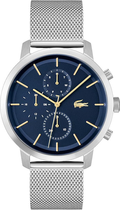 Lacoste Replay Chronograph Blue Dial Silver Mesh Strap Watch for Men - 2011256