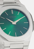 D1 Milano Ultra Thin Green Dial Silver Steel Strap Watch for Men - D1-UTBJ37