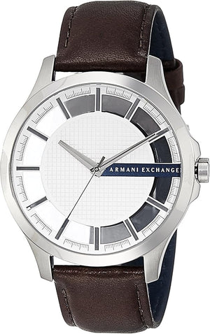 Armani Exchange Hampton Chronograph White Dial Brown Leather Strap Watch For Men - AX2187