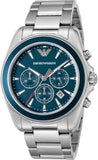 Emporio Armani Sportivo Chronograph Blue Dial Silver Steel Strap Watch For Men - AR6091