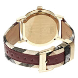 Burberry The City Gold Dial Orange Leather Strap Watch for Women - BU9017