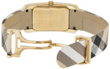 Burberry Pioneer Champagne Dial Haymarket Beige Leather Strap Watch for Women - BU9407