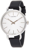 Calvin Klein Even Silver Black Leather Strap Watch for Women - K7B231C6
