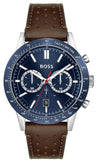 Hugo Boss Allure Blue Dial Brown Leather Strap Watch for Men - 1513921