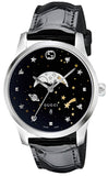 Gucci G-Timeless Moonphase Black Dial Black Leather Strap Watch For Men - YA126327