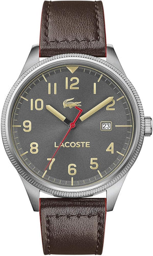 Lacoste Continental Gray Dial Brown Leather Strap Watch for Men - 2011020