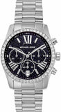 Michael Kors Lexington Chronograph Black Dial Silver Steel Strap Watch For Women - MK7277