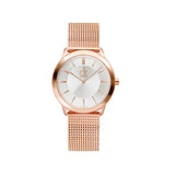 Calvin Klein Minimal White Dial Rose Gold Mesh Bracelet Watch for Women - K3M22626