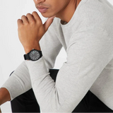 Lacoste 12.12 Black Dial Black Silicon Strap Watch for Men - 2010986