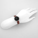 Daniel Wellington Classic Petite St Mawes Black Dial Brown Leather Strap Watch For Women - DW00100237