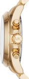 Michael Kors Bradshaw Chronograph White Dial Gold Steel Strap Watch For Women - MK6266