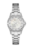 Bulova Crystal Silver Dial Silver Steel Strap Watch for Women - 96L226