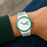 Lacoste Goa White Dial Two Tone Silicon Strap Watch for Kids - 2020117