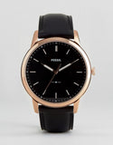 Fossil The Minimalist Black Dial Black Leather Strap Watch for Men - FS5376
