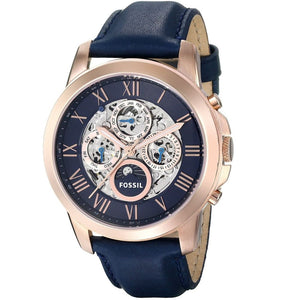 Fossil Grant Automatic Blue Dial Blue Leather Strap Watch for Men - ME3029