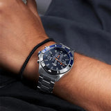 Lacoste Tiebreaker Chronograph Black Dial Silver Steel Strap Watch for Men - 2011155
