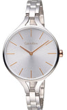 Calvin Klein Graphic Silver Dial Silver Steel Strap Watch for Women - K7E23B46
