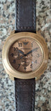 Emporio Armani Sportivo Chronograph Gold Dial Brown Leather Strap Watch for Men - AR6062