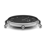 Daniel Wellington Petite Sterling Black Dial Silver Mesh Bracelet Watch For Women - DW00100218