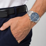 Hugo Boss Navigator Chronograph Blue Dial Silver Steel Strap Watch for Men - 1513498