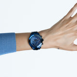 Swarovski Octea Lux Sport Chronograph Blue Dial Blue Steel Strap Watch for Women - 5610475