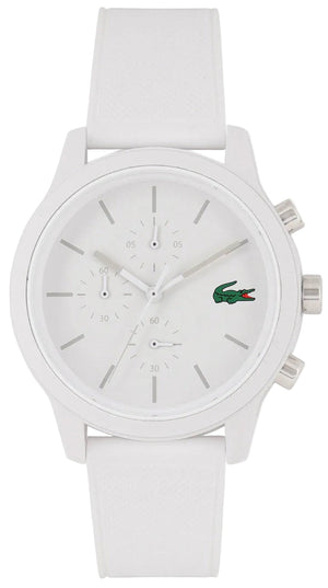 Lacoste 12.12 Chronograph White Dial White Silicon Strap Watch for Men - 2010974