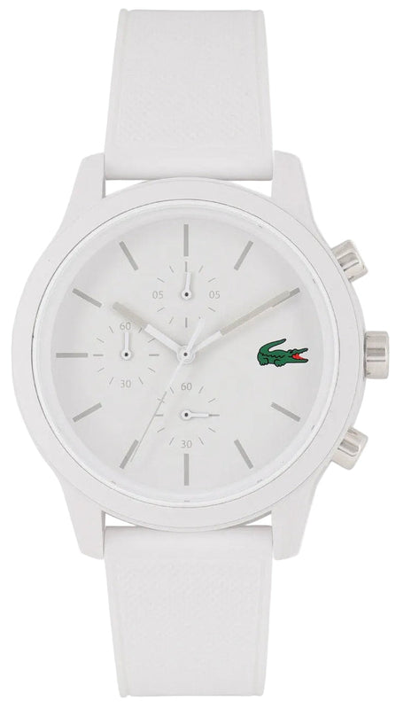 Lacoste 12.12 Chronograph White Dial White Silicon Strap Watch for Men - 2010974