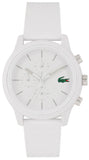 Lacoste 12.12 Chronograph White Dial White Silicon Strap Watch for Men - 2010974