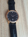 Emporio Armani Classic Black Dial Black Leather Strap Watch for Women - AR2445